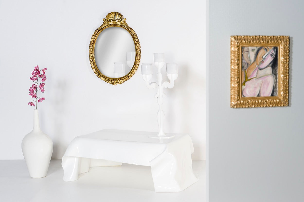 DRAPPEGGI TAVOLINO BASSO BIANCO