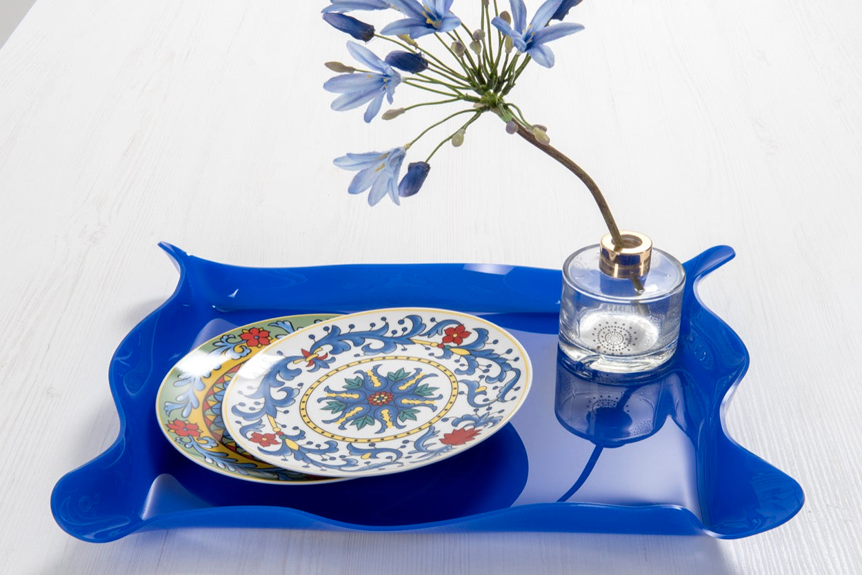 DRAPPEGGI VASSOIO RETTANG.GRANDE BLU